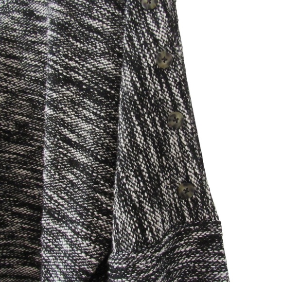 Madewell Button Shoulder Wide Sleeve Top Size Large Black Marled Crewneck - Picture 5 of 10